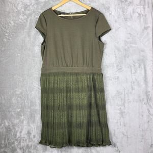 NWT Wild Meadow Green Dress Floral Lace Pintuck Overlay Earthy Fairycore Size XL